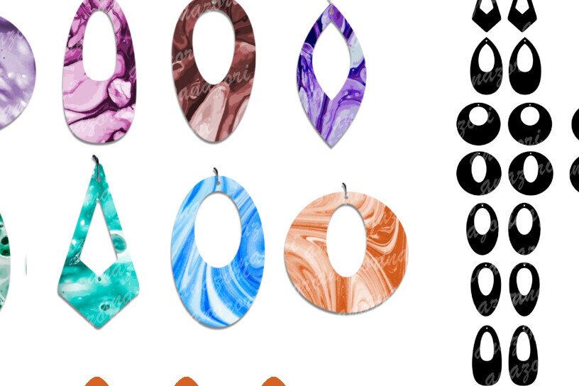 Σετ των 2 Intra απο ξύλο plywood  Χρώμα wenge 3mm-4mm πάχος - Πρότυπο διάνυσμα σκουλαρικιών - Δίασταση 20x20 cm INTRAFABR-118739530