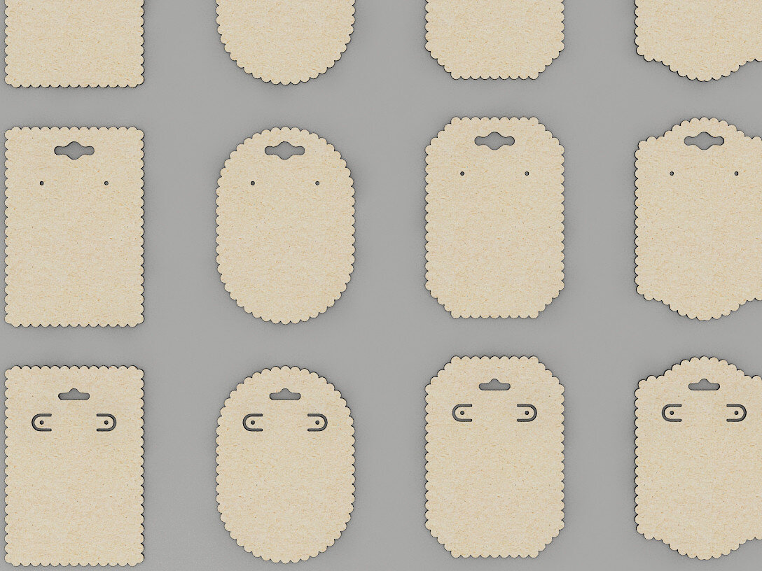 Σετ των 3 Intra απο ξύλο plywood  Χρώμα wenge 3mm-4mm πάχος - Κάρτες οθόνης σκουλαρίκια DXF CDR 198 Δίασταση 3x3 cm INTRAFABR-118763693