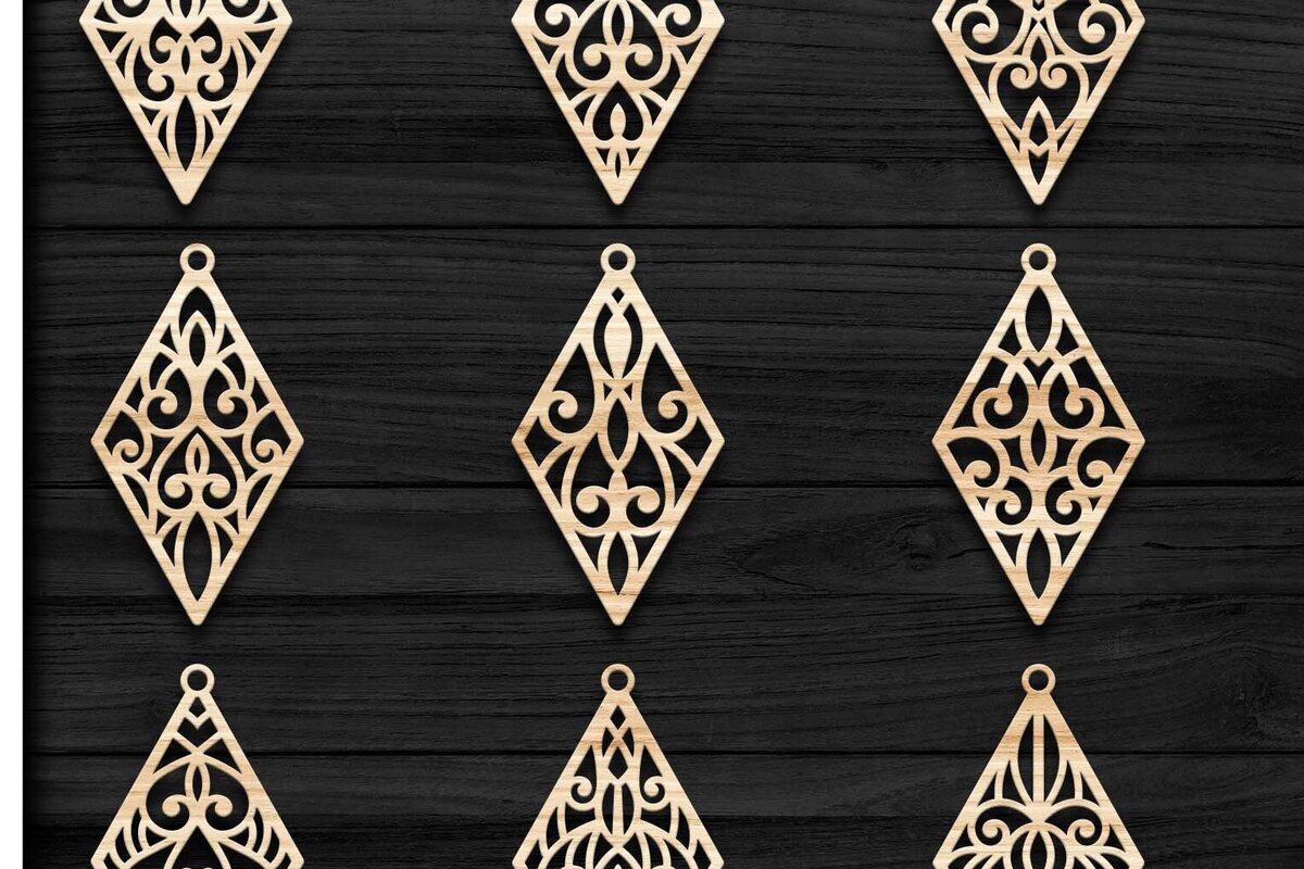 Σετ των 3 Intra απο ξύλο plywood  Χρώμα wenge 3mm-4mm πάχος - Σκουλαρίκια Κοσμήματα Bundle 43 Δίασταση 3x3 cm INTRAFABR-120898322