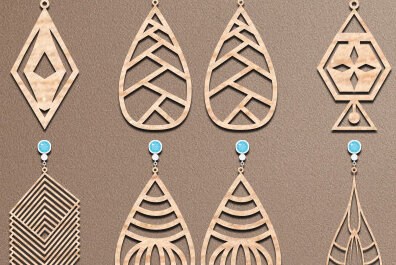 Σετ των 3 Intra απο ξύλο plywood  Χρώμα wenge 3mm-4mm πάχος - Σκουλαρίκια Κοσμήματα Σετ Δίασταση 3x3 cm INTRAFABR-66981531