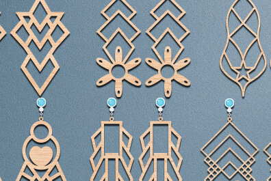 Σετ των 3 Intra απο ξύλο plywood  Χρώμα wenge 3mm-4mm πάχος - Σκουλαρίκια Κοσμήματα Σετ Δίασταση 3x3 cm INTRAFABR-112075410