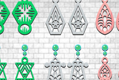 Σετ των 3 Intra απο ξύλο plywood  Χρώμα wenge 3mm-4mm πάχος - Σκουλαρίκια Δίασταση 3x3 cm INTRAFABR-58628039