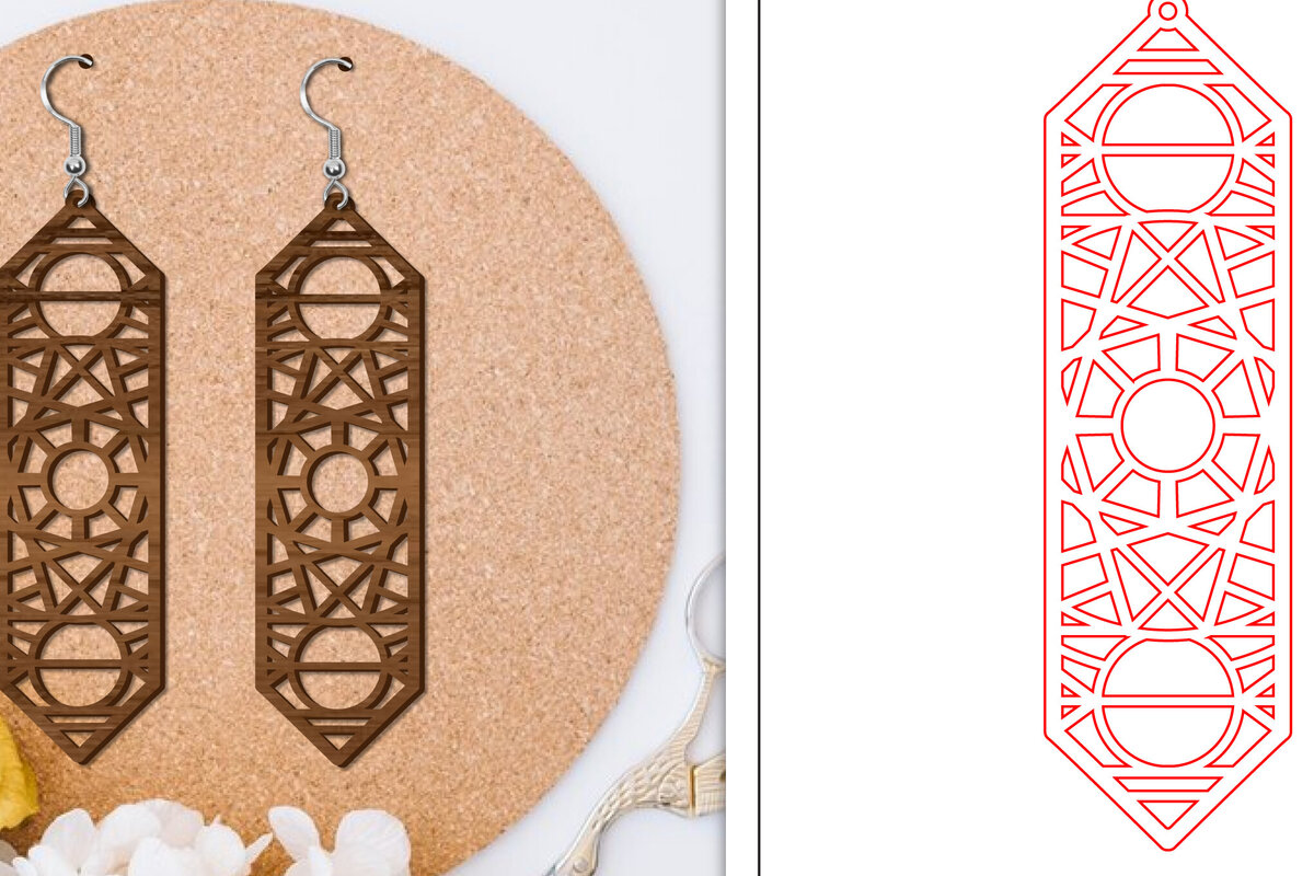 Σετ των 3 Intra απο ξύλο plywood  Χρώμα wenge 3mm-4mm πάχος - Σκουλαρίκια | Αφηρημένα σκουλαρίκια Δίασταση 3x3 cm INTRAFABR-92545084