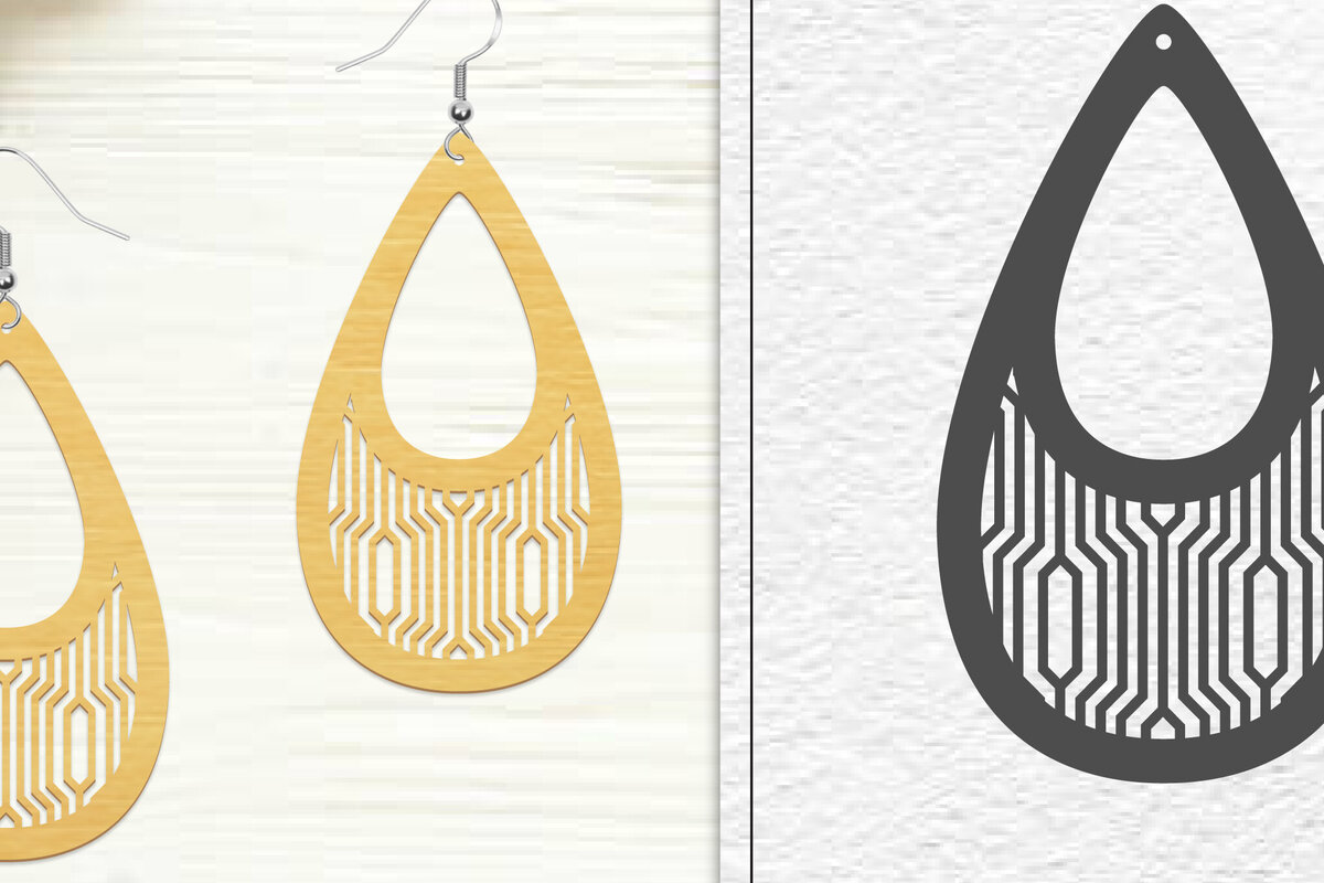 Σετ των 3 Intra απο ξύλο plywood  Χρώμα wenge 3mm-4mm πάχος - Σκουλαρίκια | Σχέδιο σκουλαρίκια Δίασταση 3x3 cm INTRAFABR-33560819