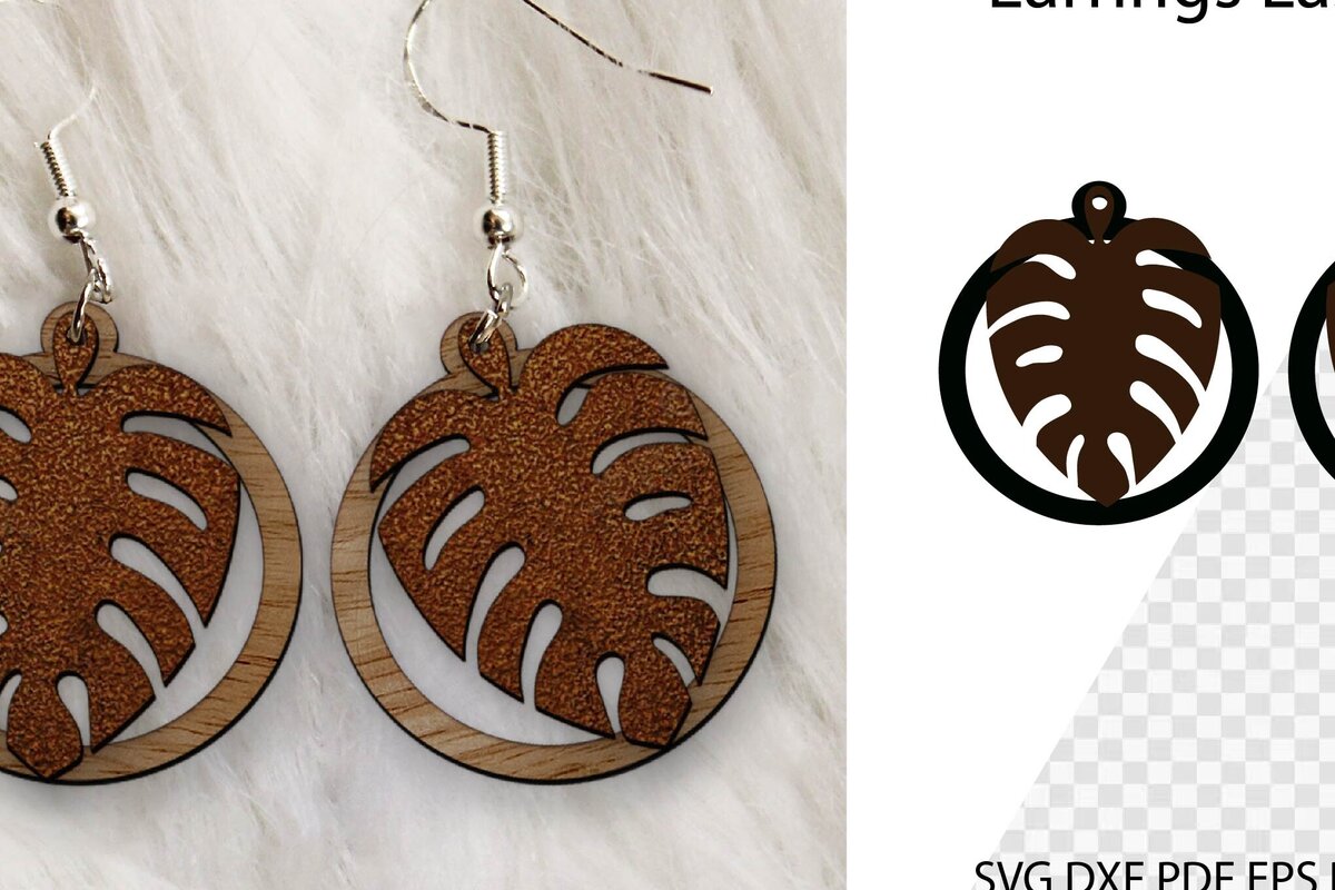 Σετ των 3 Intra απο ξύλο plywood  Χρώμα wenge 3mm-4mm πάχος - Σκουλαρίκια . Σκουλαρίκια . Δίασταση 3x3 cm INTRAFABR-124457284