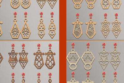 Σετ των 3 Intra απο ξύλο plywood  Χρώμα wenge 3mm-4mm πάχος - Σκουλαρίκια Bundle Δίασταση 3x3 cm INTRAFABR-94689975