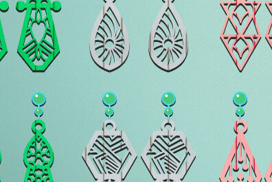 Σετ των 3 Intra απο ξύλο plywood  Χρώμα wenge 3mm-4mm πάχος - Σκουλαρίκια Δίασταση 3x3 cm INTRAFABR-114656101