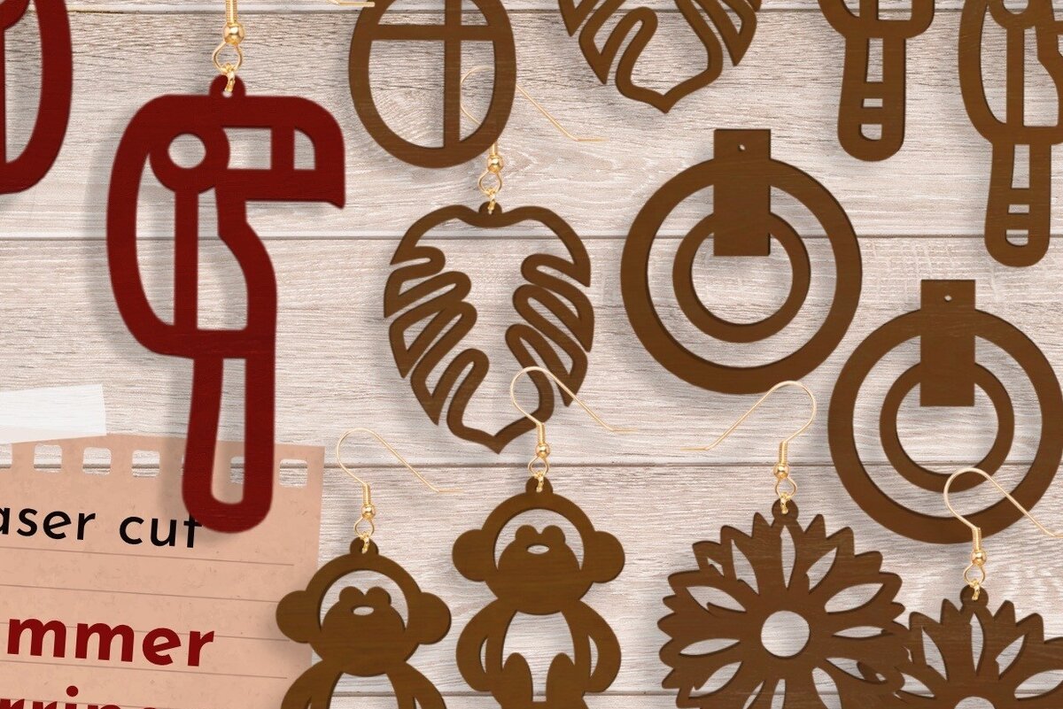 Σετ των 3 Intra απο ξύλο plywood  Χρώμα wenge 3mm-4mm πάχος - Σκουλαρίκια ting Files, Summer Δίασταση 3x3 cm INTRAFABR-114656107