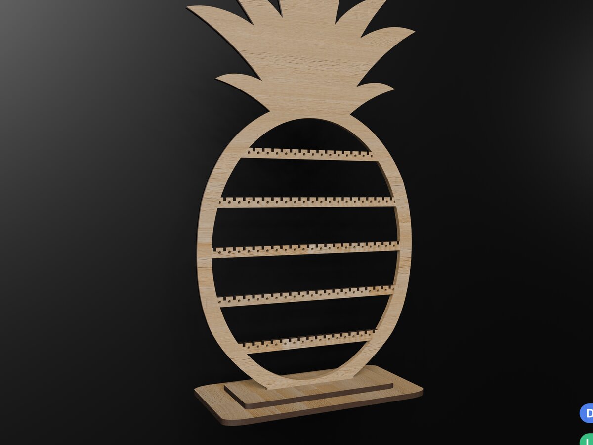 Σετ των 3 Intra απο ξύλο plywood  Χρώμα wenge 3mm-4mm πάχος - Σκουλαρίκια Stand Pineaple Files Δίασταση 3x3 cm INTRAFABR-97911665