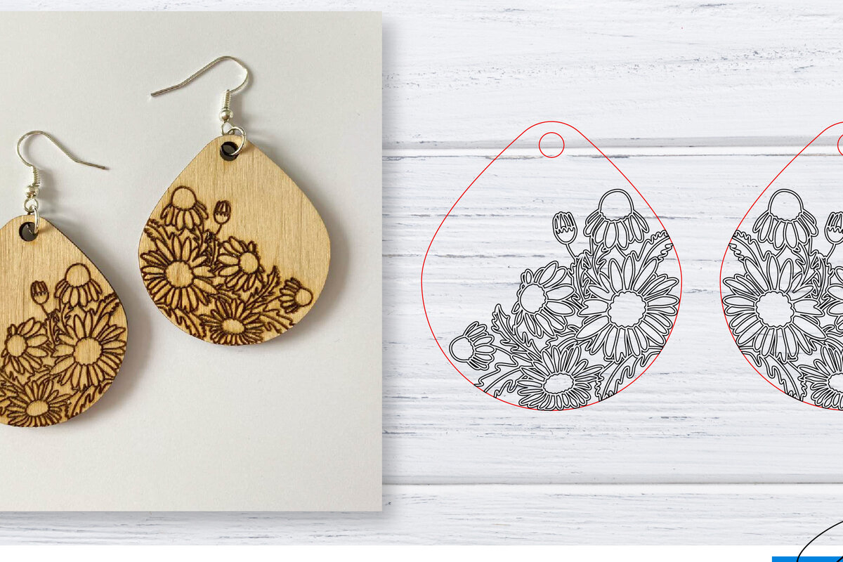 Σετ των 3 Intra απο ξύλο plywood  Χρώμα wenge 3mm-4mm πάχος - Σκουλαρίκια | Daisy | Δίασταση 3x3 cm INTRAFABR-97975437