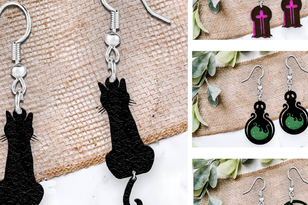 Σετ των 3 Intra απο ξύλο plywood  Χρώμα wenge 3mm-4mm πάχος - Σκουλαρίκια . Σκουλαρίκια αποκριών Δίασταση 3x3 cm INTRAFABR-37027905