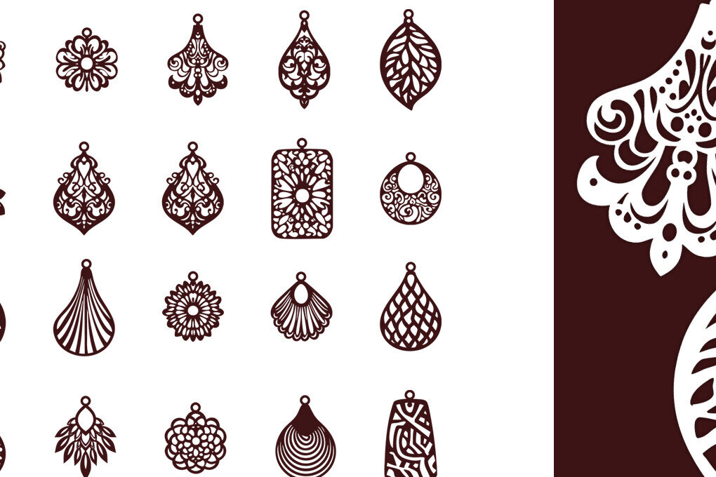 Σετ των 3 Intra απο ξύλο plywood  Χρώμα wenge 3mm-4mm πάχος - Σκουλαρίκια Bundle Δίασταση 3x3 cm INTRAFABR-37027916