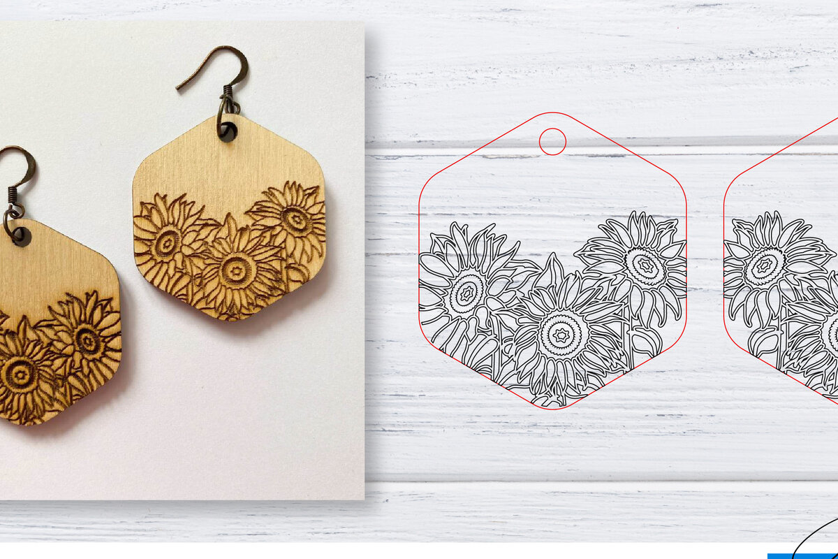 Σετ των 3 Intra απο ξύλο plywood  Χρώμα wenge 3mm-4mm πάχος - Σκουλαρίκια | Sunflower | Δίασταση 3x3 cm INTRAFABR-112270194