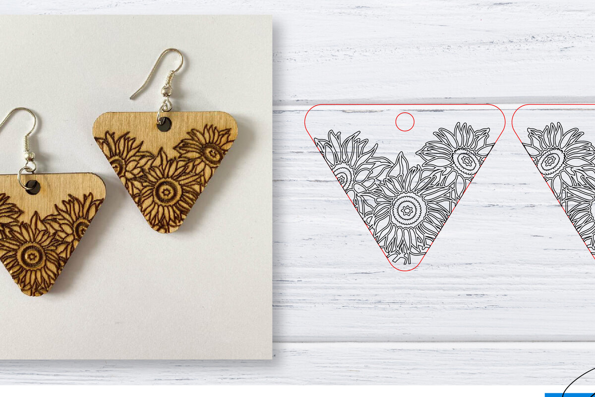 Σετ των 3 Intra απο ξύλο plywood  Χρώμα wenge 3mm-4mm πάχος - Σκουλαρίκια | Sunflower | Δίασταση 3x3 cm INTRAFABR-112075149