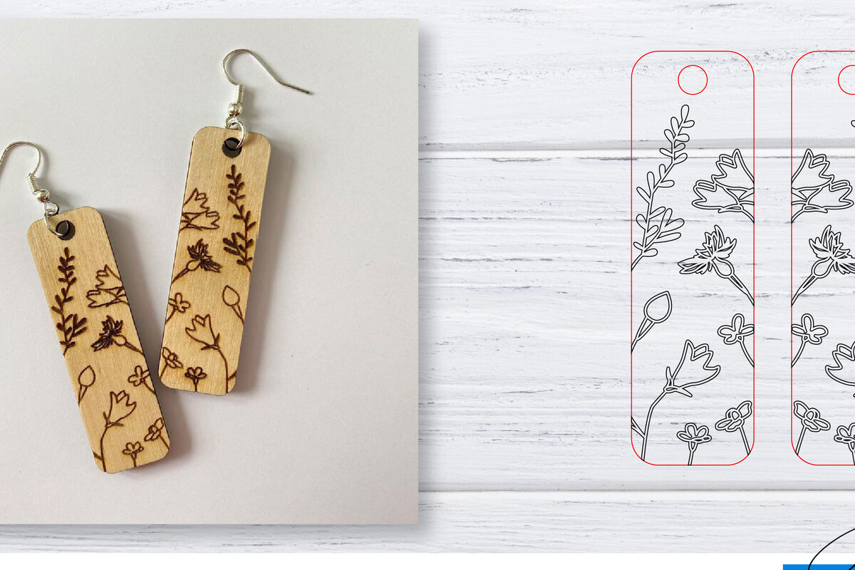 Σετ των 3 Intra απο ξύλο plywood  Χρώμα wenge 3mm-4mm πάχος - Σκουλαρίκια | Wildflower | Δίασταση 3x3 cm INTRAFABR-111410049