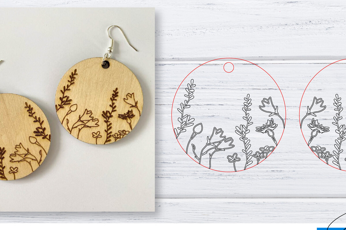 Σετ των 3 Intra απο ξύλο plywood  Χρώμα wenge 3mm-4mm πάχος - Σκουλαρίκια | Wildflower | Δίασταση 3x3 cm INTRAFABR-111802897