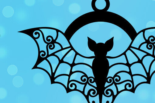 Σετ των 3 Intra απο ξύλο plywood  Χρώμα wenge 3mm-4mm πάχος - Σκουλαρίκια με διακοσμητική νυχτερίδα Δίασταση 3x3 cm INTRAFABR-65909673