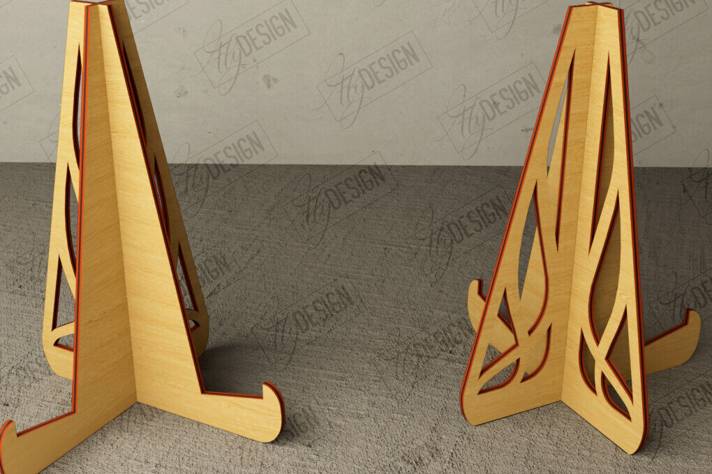 Σετ των 2 Intra απο ξύλο plywood  Χρώμα wenge 3mm-4mm πάχος - Στάση καβαλέτο | Πλάκα Τέχνης | Εμφάνιση φωτογραφιών Δίασταση 20x20 cm INTRAFABR-80961962