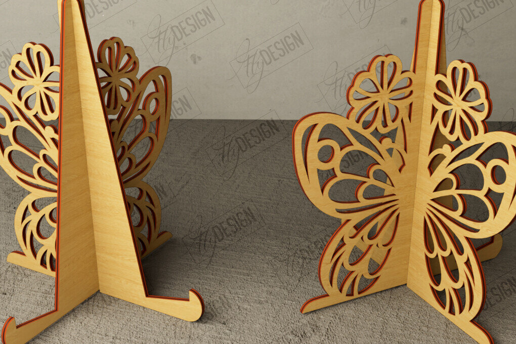 Σετ των 2 Intra απο ξύλο plywood  Χρώμα wenge 3mm-4mm πάχος - Στάση καβαλέτο | Πλάκα Τέχνης | Εμφάνιση φωτογραφιών Δίασταση 20x20 cm INTRAFABR-80962026