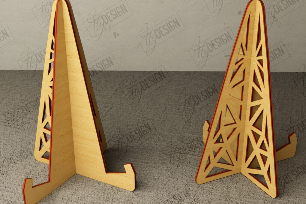 Σετ των 2 Intra απο ξύλο plywood  Χρώμα wenge 3mm-4mm πάχος - Στάση καβαλέτο | Πλάκα Τέχνης | Εμφάνιση φωτογραφιών Δίασταση 20x20 cm INTRAFABR-80962140