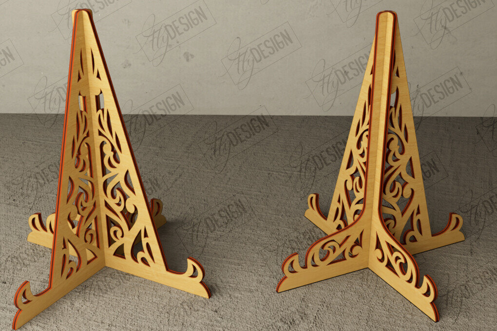 Σετ των 2 Intra απο ξύλο plywood  Χρώμα wenge 3mm-4mm πάχος - Στάση καβαλέτο | Πλάκα Τέχνης | Εμφάνιση φωτογραφιών Δίασταση 20x20 cm INTRAFABR-121183936