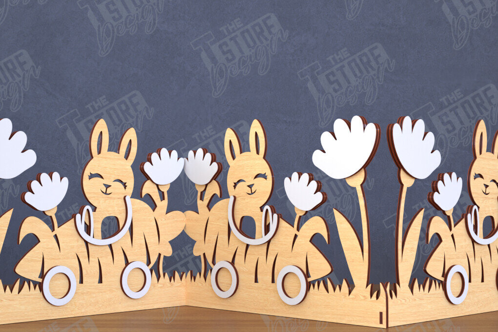 Σετ των 2 Intra απο ξύλο plywood  Χρώμα wenge 3mm-4mm πάχος - Πασχαλινή πινακίδα ακορντεόν | Happy Bunny |CNC Δίασταση 15x15 cm INTRAFABR-94463607