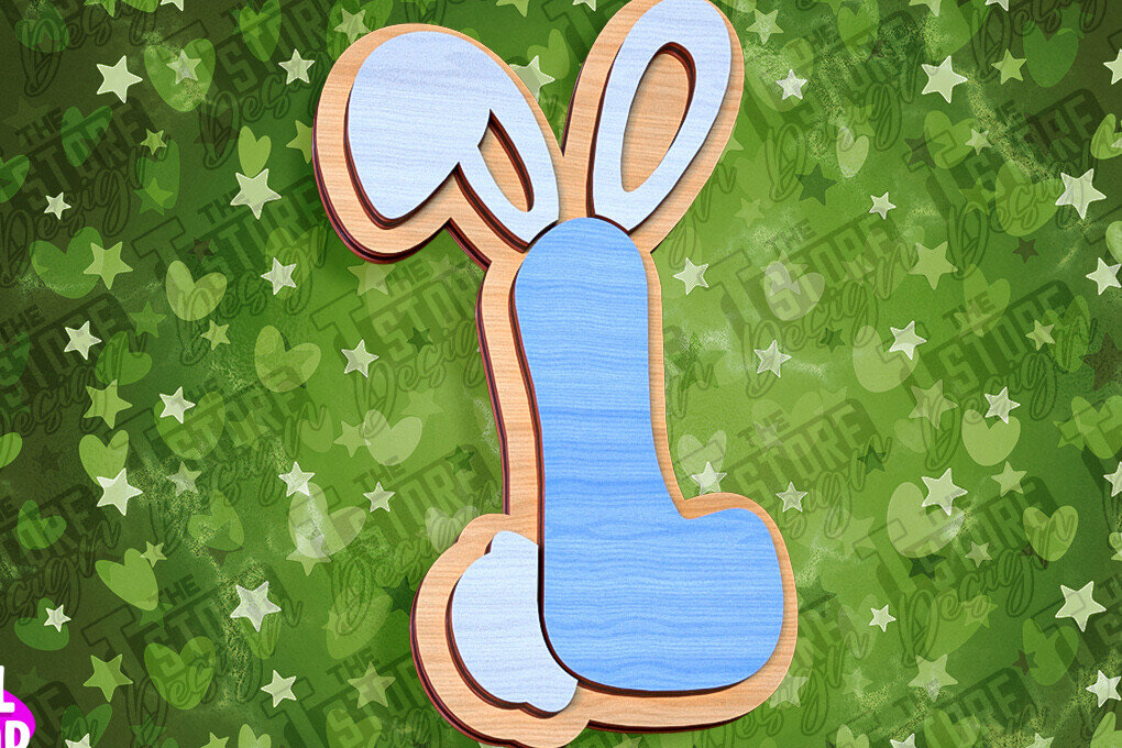 Σετ των 2 Intra απο ξύλο plywood  Χρώμα wenge 3mm-4mm πάχος - Πασχαλινό αλφάβητο | Σχέδιο λαγουδάκι Δίασταση 15x15 cm INTRAFABR-39461217