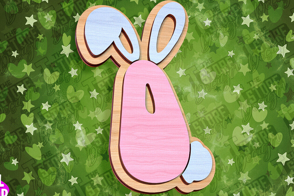 Σετ των 2 Intra απο ξύλο plywood  Χρώμα wenge 3mm-4mm πάχος - Πασχαλινό αλφάβητο | Σχέδιο λαγουδάκι Δίασταση 15x15 cm INTRAFABR-39461248