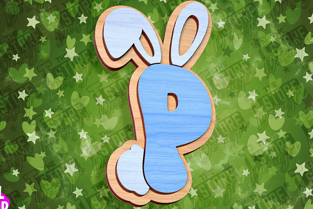 Σετ των 2 Intra απο ξύλο plywood  Χρώμα wenge 3mm-4mm πάχος - Πασχαλινό αλφάβητο | Σχέδιο λαγουδάκι Δίασταση 15x15 cm INTRAFABR-39461265