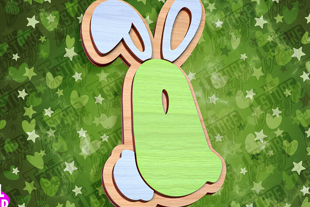 Σετ των 2 Intra απο ξύλο plywood  Χρώμα wenge 3mm-4mm πάχος - Πασχαλινό αλφάβητο | Σχέδιο λαγουδάκι Δίασταση 15x15 cm INTRAFABR-39461281