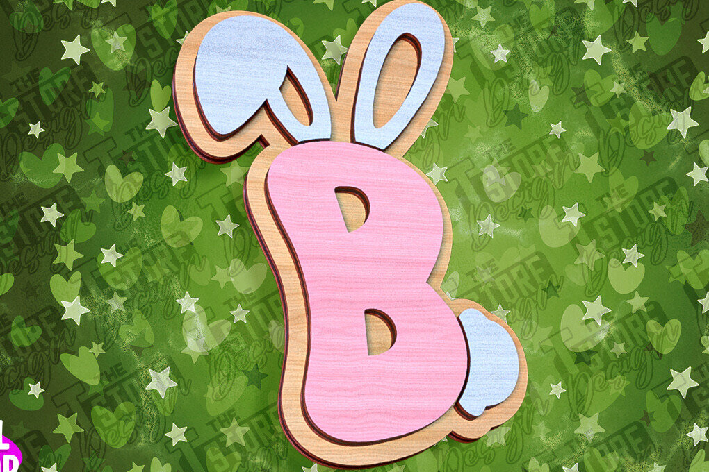 Σετ των 2 Intra απο ξύλο plywood  Χρώμα wenge 3mm-4mm πάχος - Πασχαλινό αλφάβητο | Σχέδιο λαγουδάκι Δίασταση 15x15 cm INTRAFABR-39461316