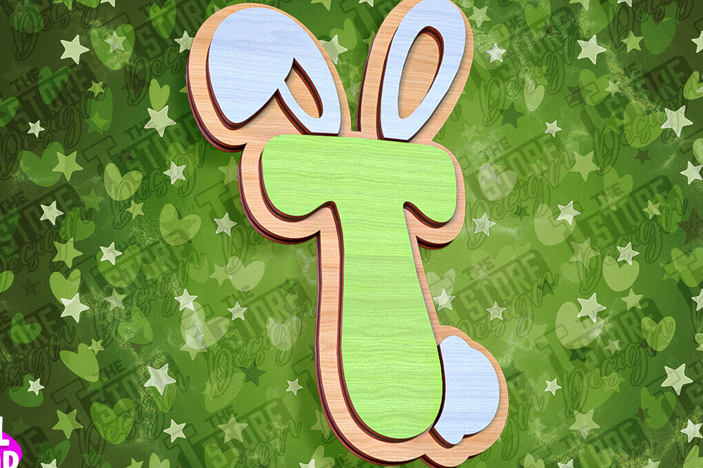 Σετ των 2 Intra απο ξύλο plywood  Χρώμα wenge 3mm-4mm πάχος - Πασχαλινό αλφάβητο | Σχέδιο λαγουδάκι Δίασταση 15x15 cm INTRAFABR-39461338