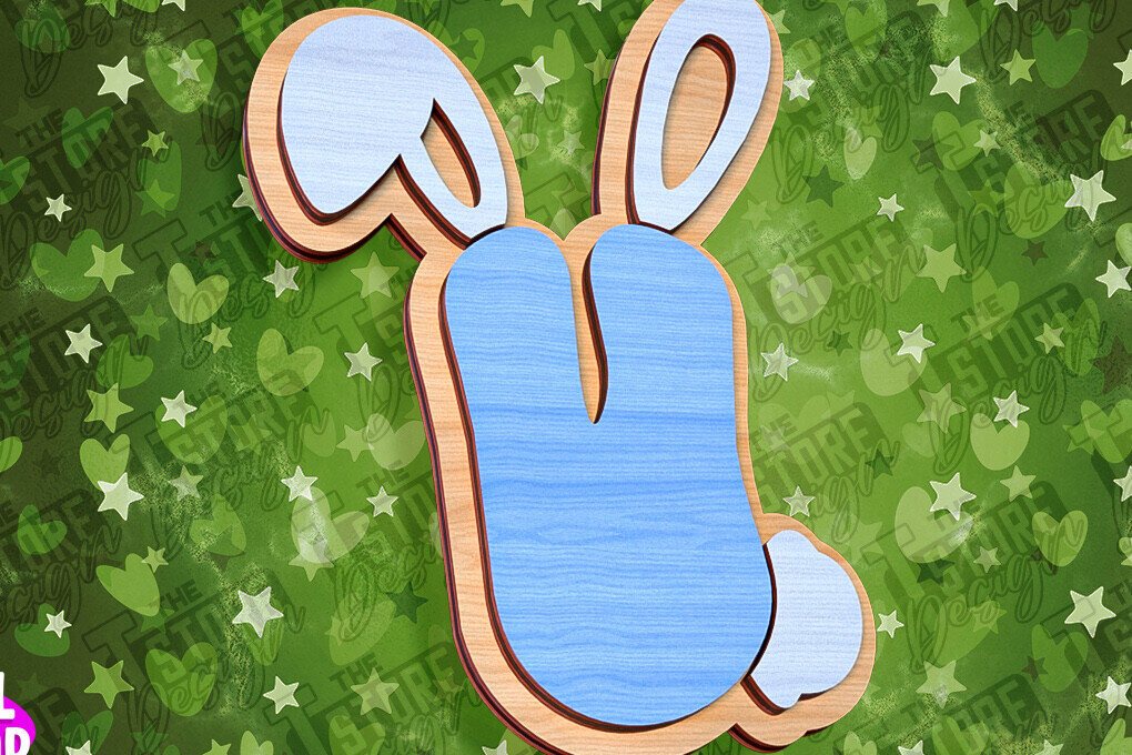 Σετ των 2 Intra απο ξύλο plywood  Χρώμα wenge 3mm-4mm πάχος - Πασχαλινό αλφάβητο | Σχέδιο λαγουδάκι Δίασταση 15x15 cm INTRAFABR-39461357