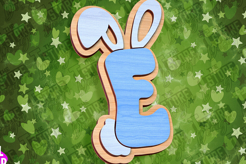 Σετ των 2 Intra απο ξύλο plywood  Χρώμα wenge 3mm-4mm πάχος - Πασχαλινό αλφάβητο | Σχέδιο λαγουδάκι Δίασταση 15x15 cm INTRAFABR-39461500