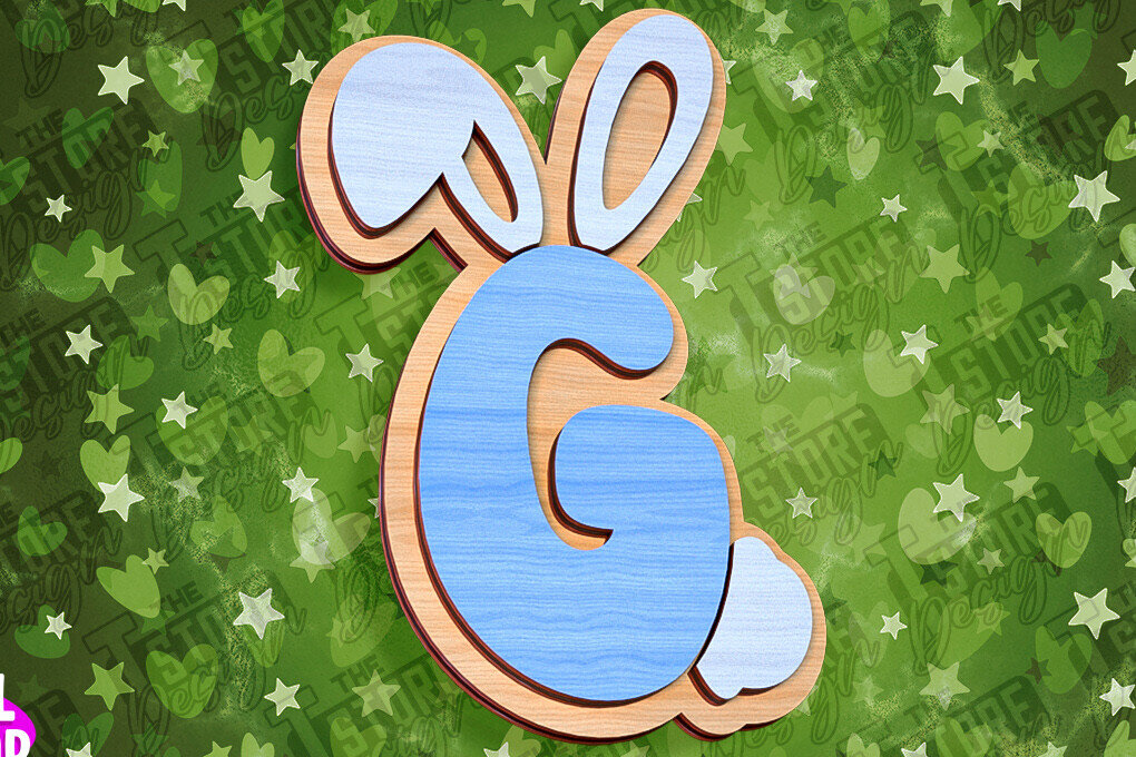 Σετ των 2 Intra απο ξύλο plywood  Χρώμα wenge 3mm-4mm πάχος - Πασχαλινό αλφάβητο | Σχέδιο λαγουδάκι Δίασταση 15x15 cm INTRAFABR-97958431