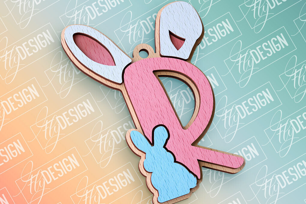 Σετ των 2 Intra απο ξύλο plywood  Χρώμα wenge 3mm-4mm πάχος - Πασχαλινό αλφάβητο | Αρχεία CNC Δίασταση 15x15 cm INTRAFABR-118418310