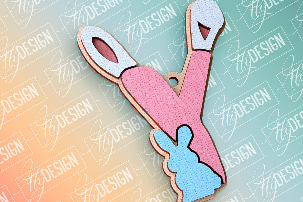 Σετ των 2 Intra απο ξύλο plywood  Χρώμα wenge 3mm-4mm πάχος - Πασχαλινό αλφάβητο | Αρχεία CNC Δίασταση 15x15 cm INTRAFABR-57253813