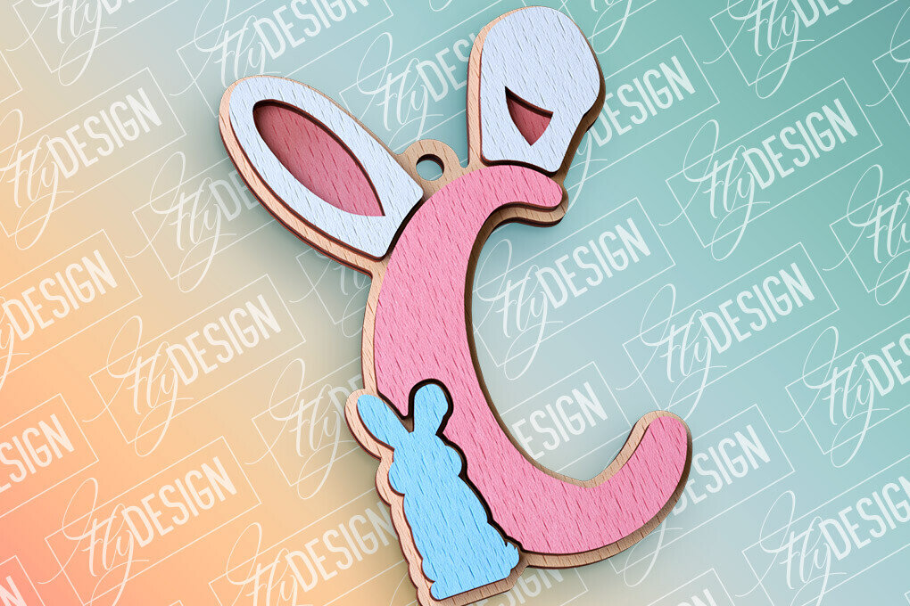 Σετ των 2 Intra απο ξύλο plywood  Χρώμα wenge 3mm-4mm πάχος - Πασχαλινό αλφάβητο | Αρχεία CNC Δίασταση 15x15 cm INTRAFABR-34326627