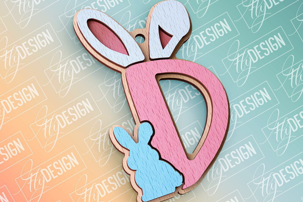 Σετ των 2 Intra απο ξύλο plywood  Χρώμα wenge 3mm-4mm πάχος - Πασχαλινό αλφάβητο | Αρχεία CNC Δίασταση 15x15 cm INTRAFABR-61132840