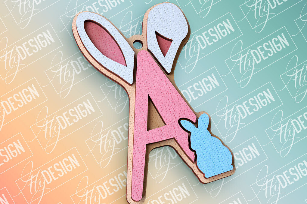 Σετ των 2 Intra απο ξύλο plywood  Χρώμα wenge 3mm-4mm πάχος - Πασχαλινό αλφάβητο | Αρχεία CNC Δίασταση 15x15 cm INTRAFABR-117700337