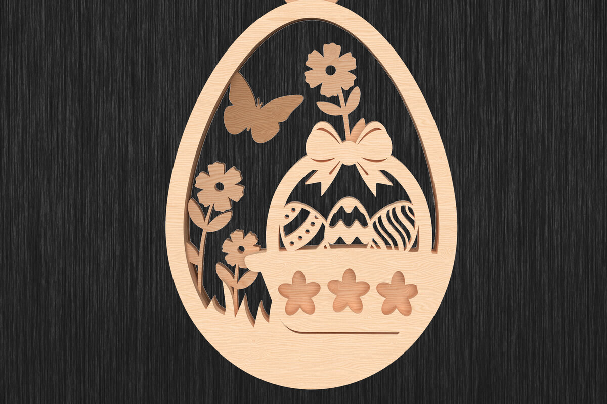 Σετ των 2 Intra απο ξύλο plywood  Χρώμα wenge 3mm-4mm πάχος - Πασχαλινό Καλάθι Στολίδι με λέιζερ με αυγό Δίασταση 6x6 cm INTRAFABR-56571160