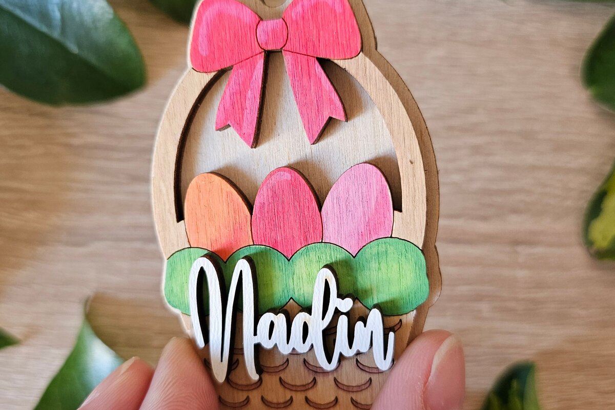 Σετ των 2 Intra απο ξύλο plywood  Χρώμα wenge 3mm-4mm πάχος - Πασχαλινό Μπρελόκ | Δίασταση 4x4 cm INTRAFABR-62209096