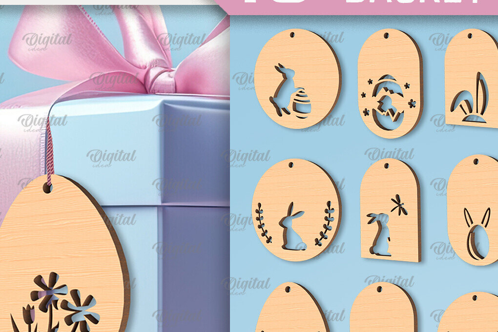 Σετ των 2 Intra απο ξύλο plywood  Χρώμα wenge 3mm-4mm πάχος - Πασχαλινό καλάθι Ετικέτες Δέσμη κοπής με λέιζερ Δίασταση 15x15 cm INTRAFABR-115831405