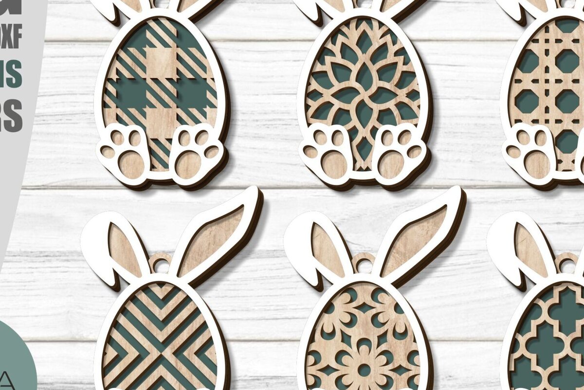 Σετ των 2 Intra απο ξύλο plywood  Χρώμα wenge 3mm-4mm πάχος - Ετικέτες Πασχαλινό Καλάθι, κοπής με λέιζερ Δίασταση 15x15 cm INTRAFABR-115831417