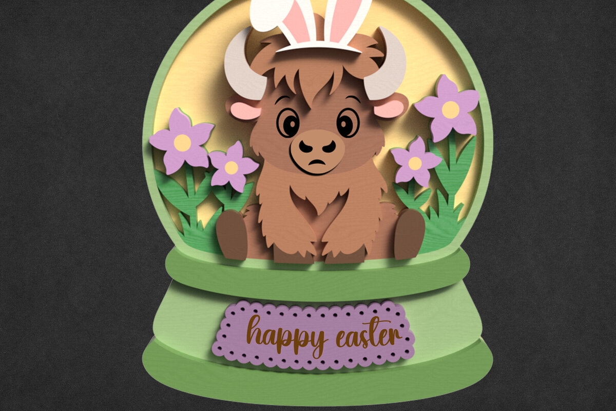 Σετ των 2 Intra απο ξύλο plywood  Χρώμα wenge 3mm-4mm πάχος - Easter Bison Snow Globe Δίασταση 15x15 cm INTRAFABR-116009111