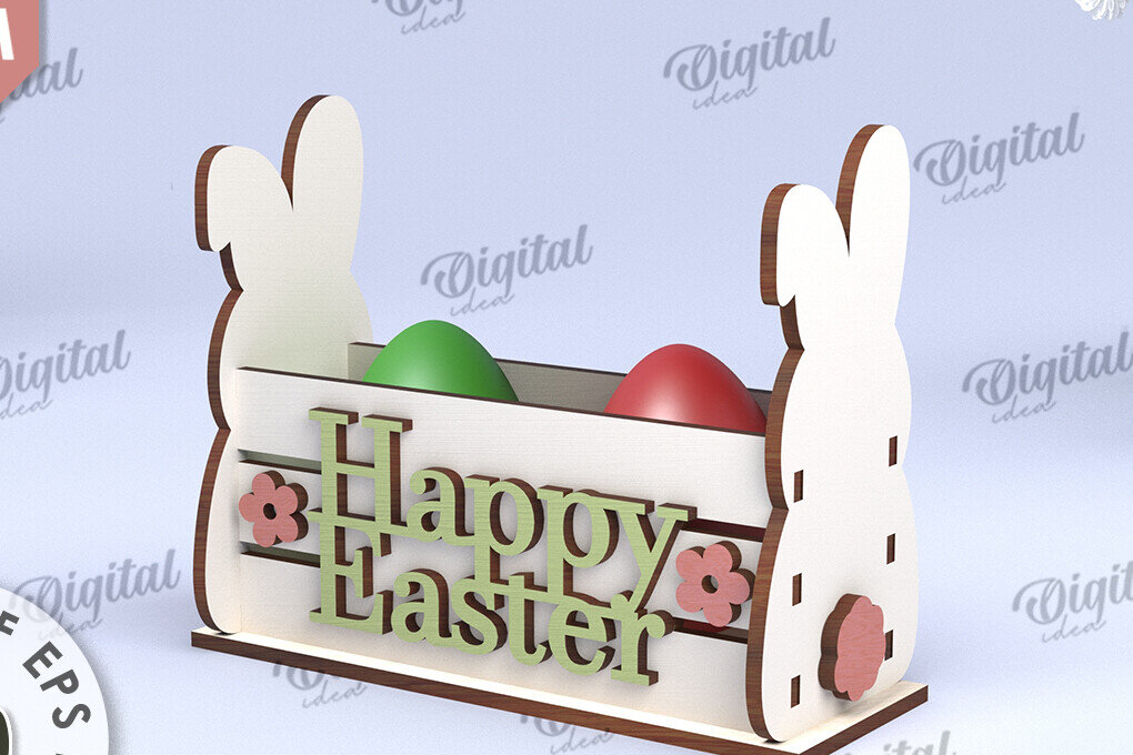 Σετ των 2 Intra απο ξύλο plywood  Χρώμα wenge 3mm-4mm πάχος - Πασχαλινό κουτί LaserCut. Πασχαλινό καλάθι διακόσμηση Δίασταση 15x15 cm INTRAFABR-116341174