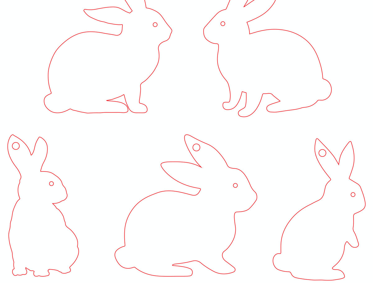 Σετ των 2 Intra απο ξύλο plywood  Χρώμα wenge 3mm-4mm πάχος - Πασχαλινό λαγουδάκι με λέιζερ κομμένο Δίασταση 20x20 cm INTRAFABR-63038752