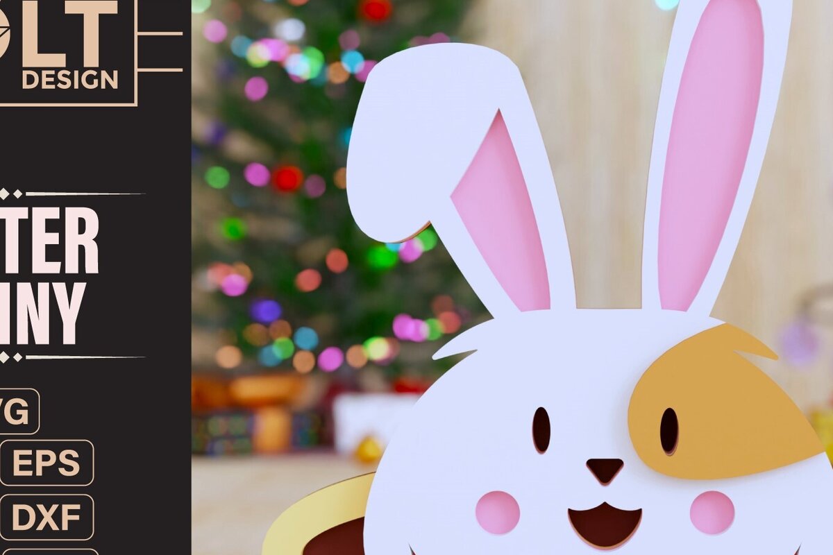 Intra απο ξύλο plywood  Χρώμα wenge 3mm-4mm πάχος - Easter Bunny 3D Crafting Δίασταση 20x25 cm INTRAFABR-32770102