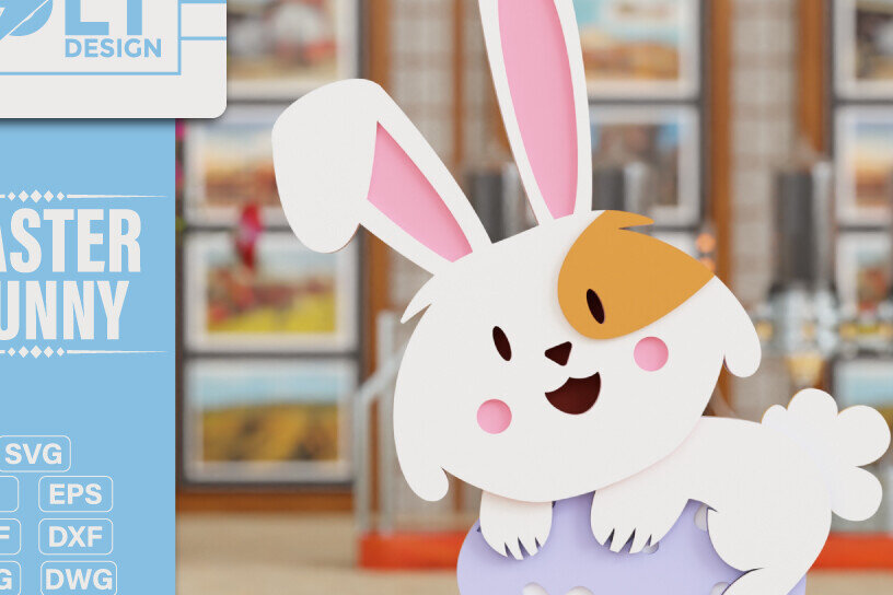 Intra απο ξύλο plywood  Χρώμα wenge 3mm-4mm πάχος - Easter Bunny 3D Crafting Δίασταση 20x25 cm INTRAFABR-32770325