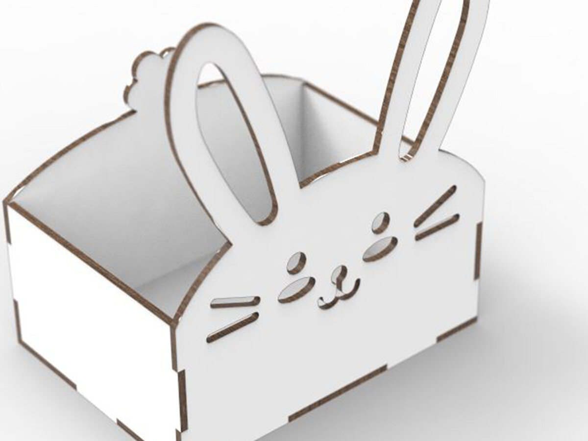 Σετ των 2 Intra απο ξύλο plywood  Χρώμα wenge 3mm-4mm πάχος - Πασχαλινό καλάθι λαγουδάκι Δίασταση 15x15 cm INTRAFABR-34256292